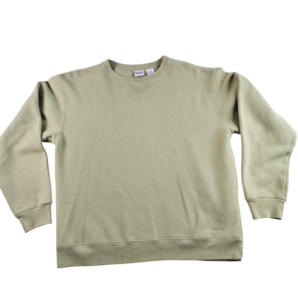 IZOD Crewneck Sweatshirt Men's Sz Medium Green Cotton Blend Long Sleeve Pullover